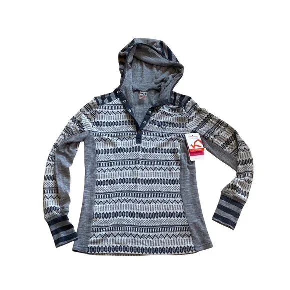 Kari Traa Merino Wool Half-Zip Nordic Base Layer Hoodie Top Medium Gray - Picture 10 of 11